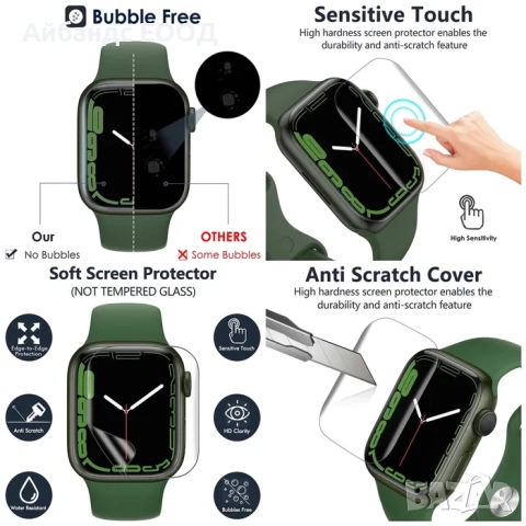 Протектор за екран Soft Glass за Apple Watch ULTRA/SE/9/8/7/6/5/4, снимка 6 - Други - 49407948
