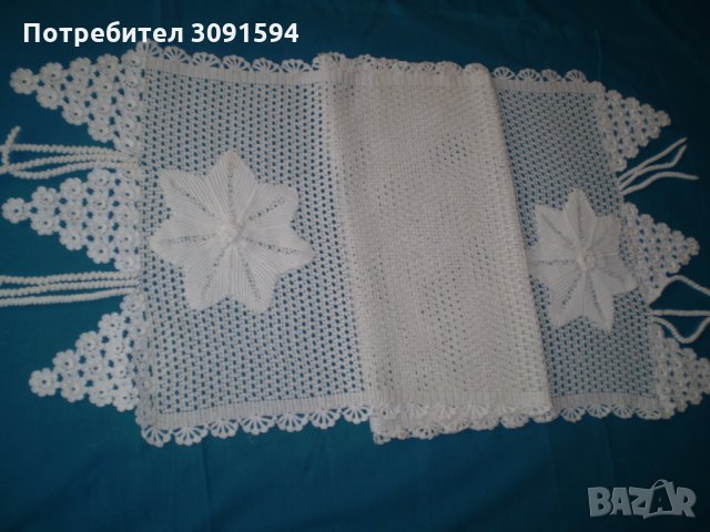 Винтидж Плетена На Една Кука Бяла Покривка -тишлаифер, снимка 2 - Покривки за маси - 35561317