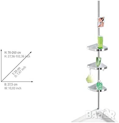 Телескопичен душ ъгъл WENKO премиум гланц - с 3 рафта и огледало, снимка 11 - Други стоки за дома - 39976261
