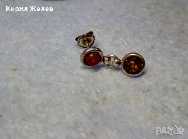 НЕЖНА СРЕБЪРНА ОБЕЦА СРЕБРО 925 с ШЛИФОВАН БАЛТИЙСКИ НАТУРАЛЕН КЕХЛИБАР 30545, снимка 7 - Обеци - 49510827