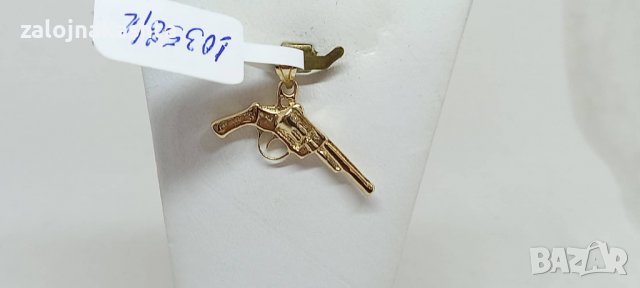 Нова Златна висулка пистолет-2,31гр/14кр, снимка 2 - Колиета, медальони, синджири - 38457769