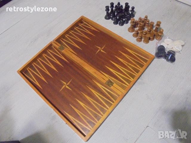 № 8482 Стар комплект - шах и табла, снимка 7 - Други ценни предмети - 51638490