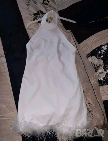Бяла рокля с пера уникална сватба кръщене , снимка 5 - Рокли - 30859043