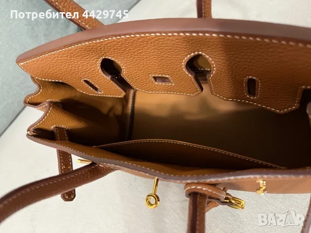 Кафява чанта Hermes Birkin 25 gold on gold, снимка 10 - Чанти - 56261275