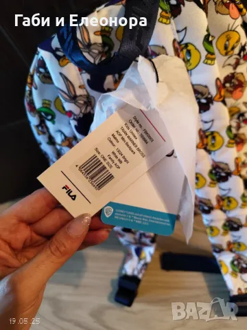 Fila, Раница с щампа Taian Warner Bros, Бял, Жълт, Индиго, снимка 5 - Раници - 50350954