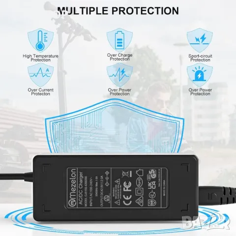 Mezelon® 42V 2A зарядно устройство за електрически скутери Xiaomi и Segway Ninebot, снимка 5 - Друга електроника - 49566666