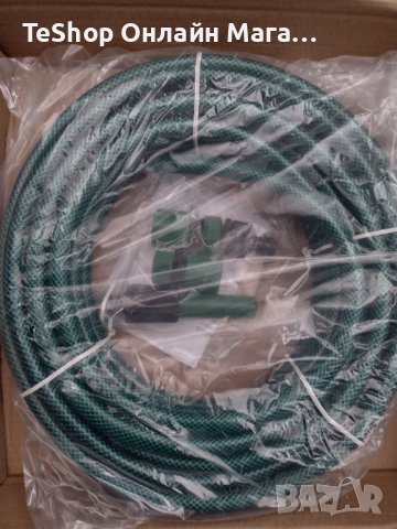 Градински маркуч с приставки за чешма 15 метра чисто нов