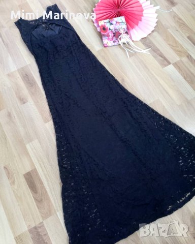 Дълга рокля от черна дантела, снимка 1 - Рокли - 30561587