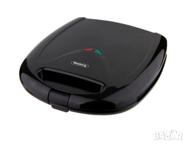 Сандвич тостер Rosberg 1200W, Грил незалепващи плочи, Черен, снимка 5 - Друга електроника - 52137452