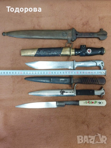 Лот остриета-Югославски щик,нож НКВД,немски окопен нож,румънски кортик,нож вендета, снимка 3 - Антикварни и старинни предмети - 52332650