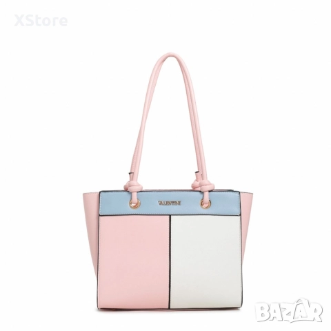 Елегантна дамска чанта с трицветен дизайн