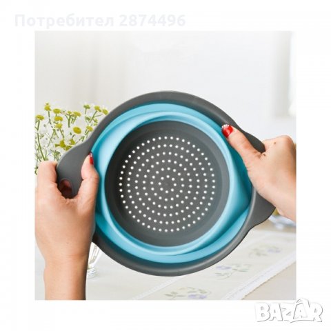 Силиконов, сгъваем гевгир за измиване и отцеждане, снимка 3 - Други стоки за дома - 34987660