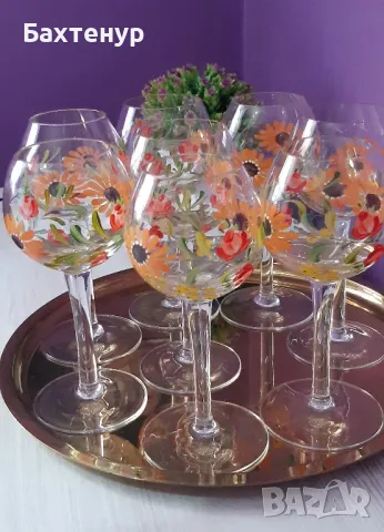 ръчно нарисувани чаши, снимка 2 - Антикварни и старинни предмети - 49590215