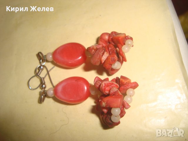 ХЕНД МЕЙД АРТ ФЕШЪН ОБЕЦИ с НАТУРАЛЕН ЧЕРВЕН КОРАЛ 24346, снимка 4 - Обеци - 33962753