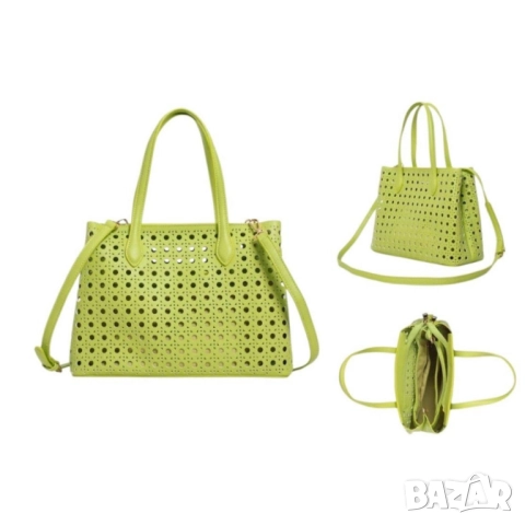 Модерна дамска чанта с перфорация, снимка 9 - Чанти - 52098224