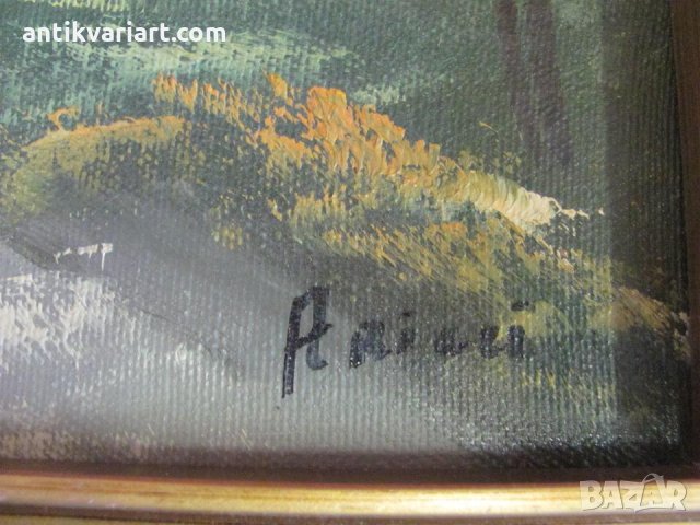 Стара Картина масло върху платно подписана 23х18 см., снимка 4 - Картини - 31822377
