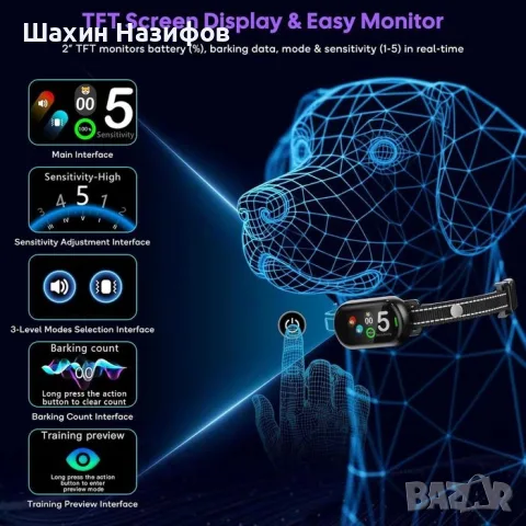 Интелигентен нашийник против лай – AI разпознаване, TFT цветен дисплей