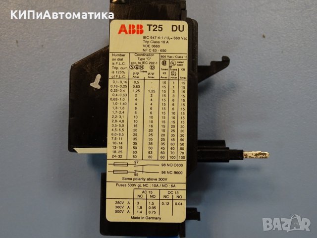 термично реле ABB T25 DU 14A thermal relay, снимка 7 - Резервни части за машини - 37512993
