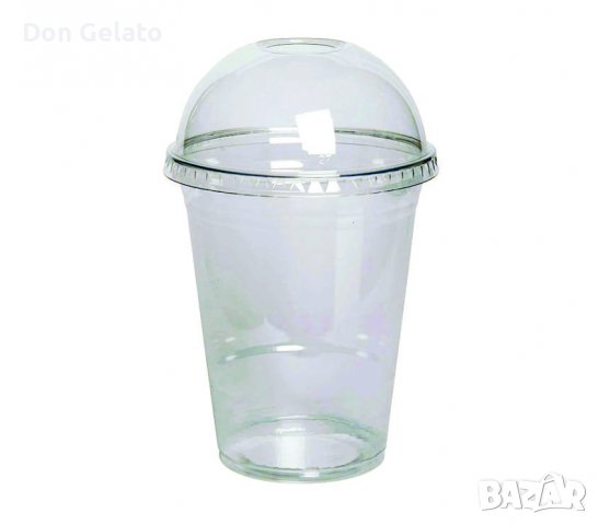 Пластмасова чаша бомбе с капак + дупка 400 мл, снимка 1 - Друго търговско оборудване - 39261065