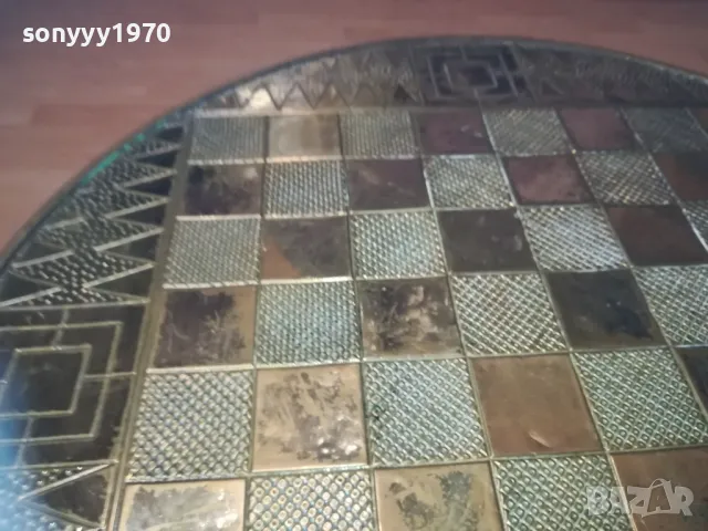 ПЛОТ ЗА ШАХ МАСА С ОБКОВ МЕД МЕСИНГ-ВНОС ФРАНЦИЯ 0311241003LNWC, снимка 3 - Антикварни и старинни предмети - 47819432