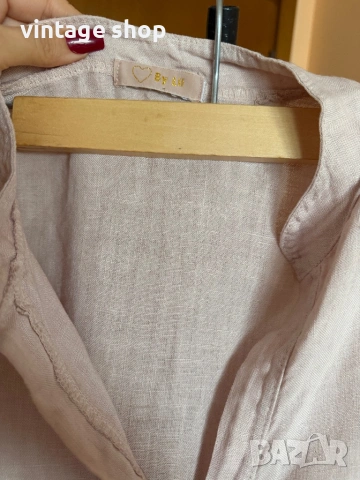 Ленена рокля в бледорозов цвят, размер L, снимка 8 - Рокли - 54080592