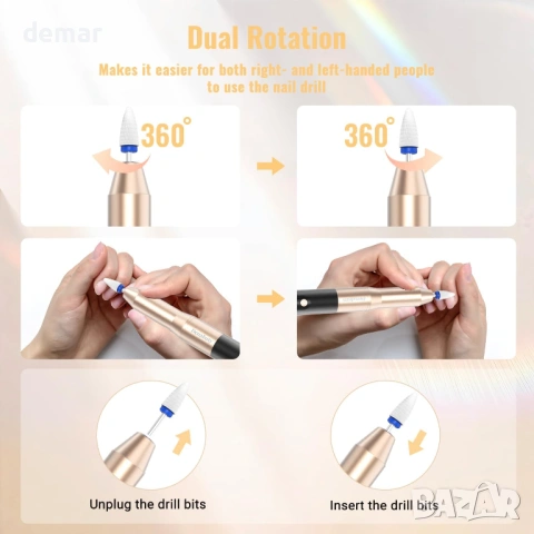 Безжична електрическа пила за нокти с UV LED лампа, 35000 об/мин, снимка 8 - Продукти за маникюр - 53021474