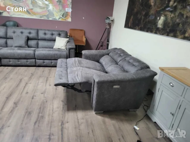 Кафяв комплект дивани от плат четворка и двойка La-z-boy, снимка 7 - Дивани и мека мебел - 50841434