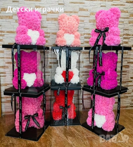Мече от рози в подаръчна кутия 20, 25 см и 40 см, BG Rose Bear