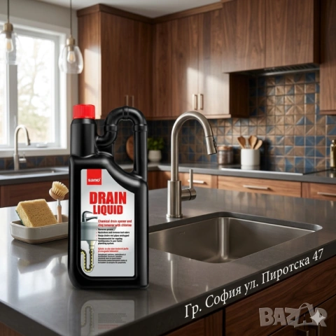Sano Drain 3 X силен препарат за отпушване на дренажни тръби и канали 1 л. 