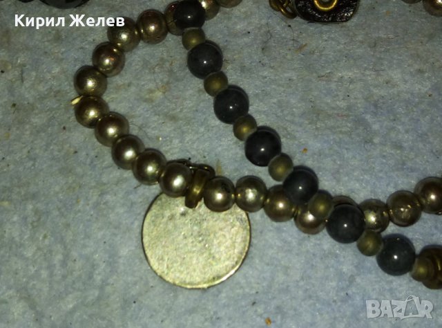 2 АРТ ГРИВНИ от ХЕМАТИТ и БРОНЗ с КРИСТАЛИ и СРЕБРИСТА ИКОНКА РЪЧНАХ ИЗРАБОТКА 56831, снимка 13 - Гривни - 42026441