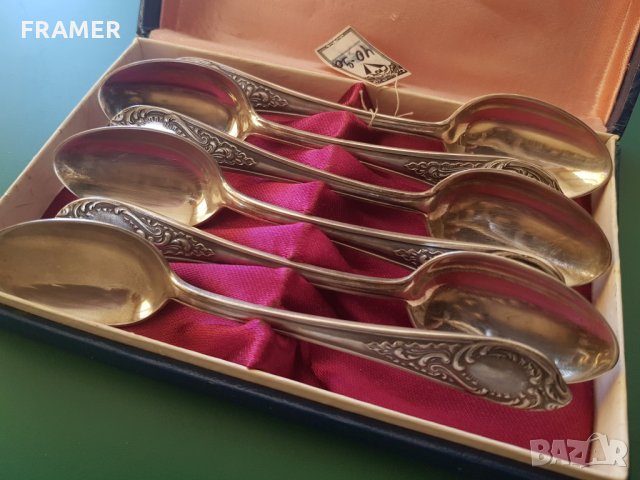 Сребърни сребро лъжички лъжици Руски в кутия, снимка 3 - Прибори за хранене, готвене и сервиране - 30002986