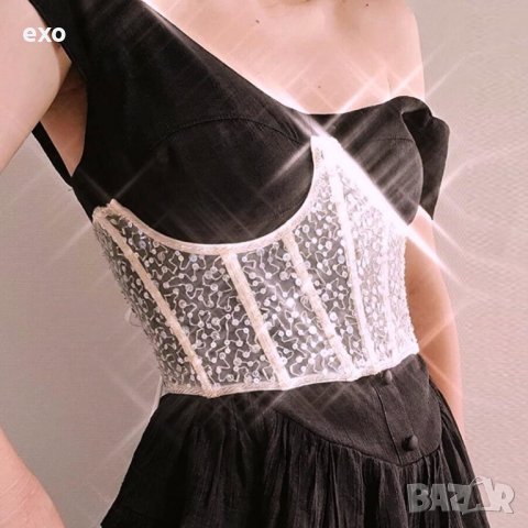 Черен корсет, Бял корсет, Елегантен корсет пайети, снимка 2 - Корсети, бюстиета, топове - 39193639