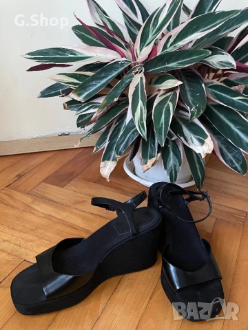 Нови черни летни сантали на платформа на ток, снимка 2 - Сандали - 53326581