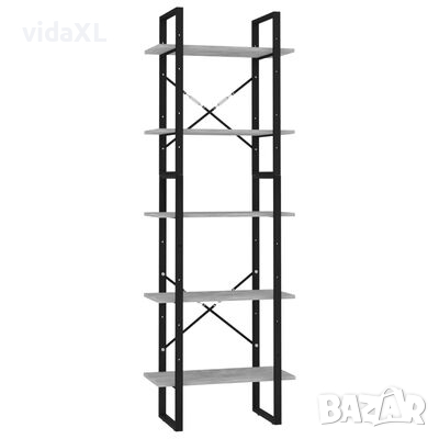 vidaXL 5-етажна библиотека бетонно сива 60x30x175 см инженерно дърво（SKU:3081982, снимка 1