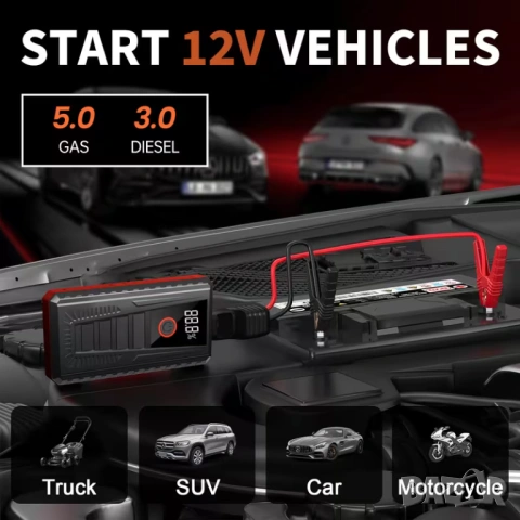 Компактно 1200A стартерно устройство за подпомагане акумулатора на автомобила , снимка 4 - Аксесоари и консумативи - 54097239