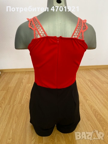 Черно-червен дамски гащеризон, снимка 12 - Гащеризони - 53136598