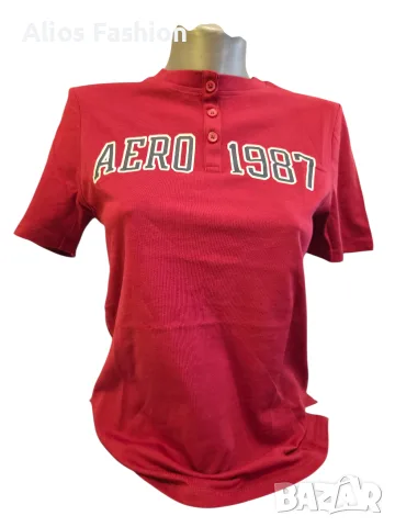 Червена дамска тениска AERO 1987 с копчета