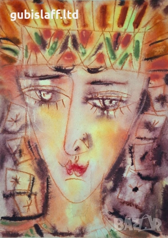 Картина, мома, лазарка, худ. Кр. Дойчев (1961-2020), снимка 2 - Картини - 54132814