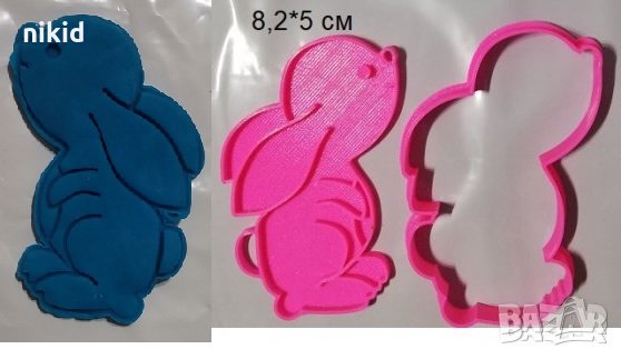 Зайче заек с клюмнали уши пластмасов резец форма фондан тесто бисквитки, снимка 1 - Форми - 28106620
