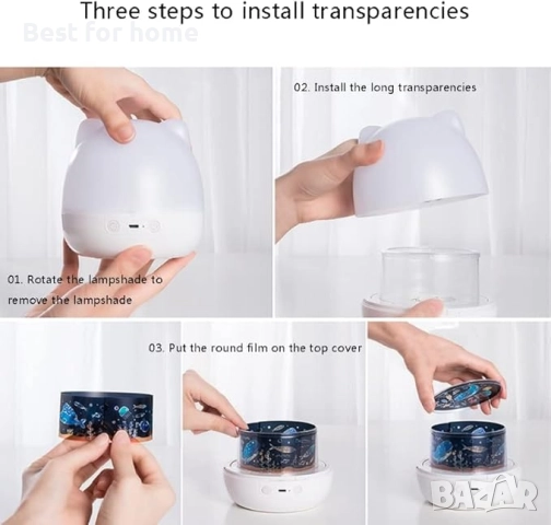  Нощна лампа-проектор Chocozone, въртящ се проектор със звездна светлина с 6 проекции, снимка 4 - Детски нощни лампи - 51934432