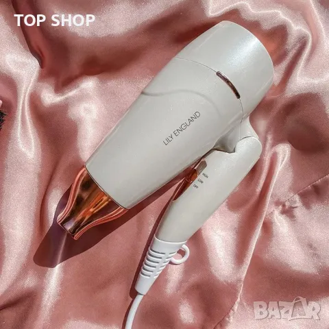 Сгъваем преносим пътен сешоар Lily England, Розово злато, 1800 вата, снимка 4 - Сешоари - 48623921