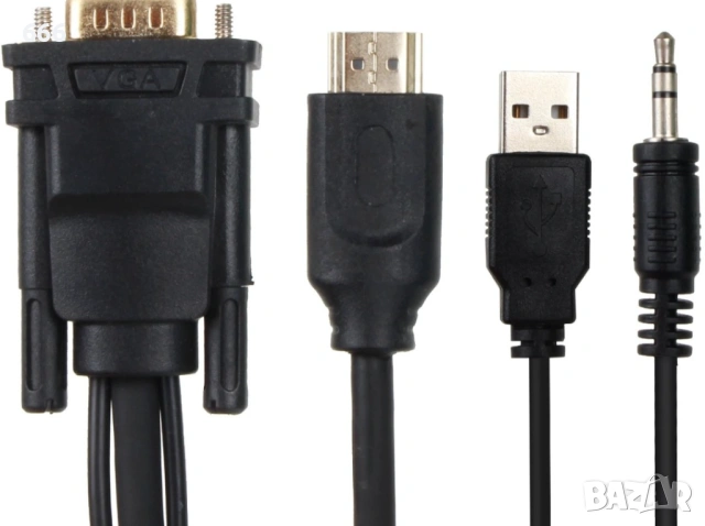 Кабел VCOM HDMI към VGA и 3.5 мм жак и USB - CG493A-1.8, снимка 8 - Друга електроника - 53883754