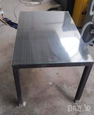 Маса ратан и стъкло, снимка 2 - Маси - 32135312