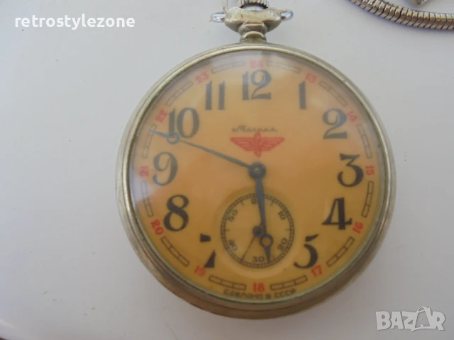 № 8108 Стар джобен часовник "Молния"  - влак, снимка 2 - Антикварни и старинни предмети - 50854513