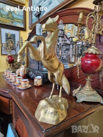 Уникална голяма антикварна английска фигура статуетка пластика бронз месинг , снимка 4 - Антикварни и старинни предмети - 39800477