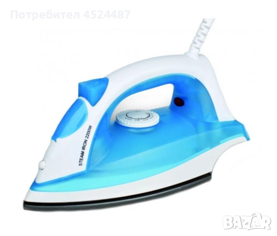 Ютия Rosberg, 2200W, Тефлонова плоча, Терморегулатор, Функция пара, Син/Бял