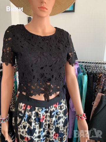 Черна блуза, снимка 3 - Тениски - 40487206