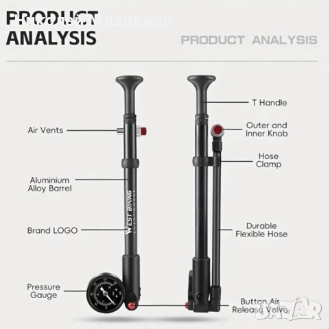 Помпа високо налягане за велосипедни вилки и амортисьори - 300 psi, снимка 4 - Аксесоари за велосипеди - 51790765