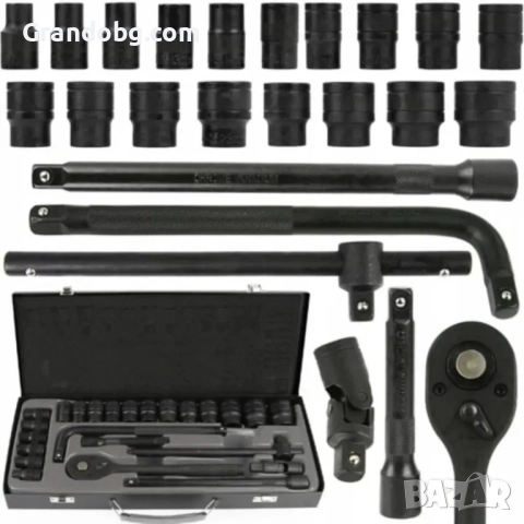 Гедоре с ударни вложки 24 части 1/2 до 32 мм ForceKraft, снимка 2 - Гедорета - 52185248