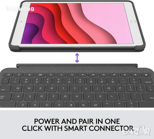  Logitech Combo Touch iPad Air 13-инча (M2,Mвисококачествен калъф с отделяща се клавиатура и тракпад, снимка 10 - Клавиатури и мишки - 55961983